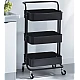Raft portabil cu 3 nivele de depozitare maner pentru transportare din metal 45x37x82cm NEGRU Raft portabil cu 3 nivele de depozitare maner pentru transportare din metal 45x37x82cm NEGRU