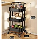 Raft portabil cu 3 nivele de depozitare maner pentru transportare din metal 45x37x82cm NEGRU Raft portabil cu 3 nivele de depozitare maner pentru transportare din metal 45x37x82cm NEGRU