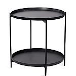 Masuta rotunda pentru cafea din metal 2 nivele 42 x 52 cm NEAGRA