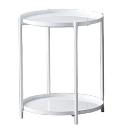 Masuta rotunda pentru cafea din metal 2 nivele 42 x 52 cm ALBA