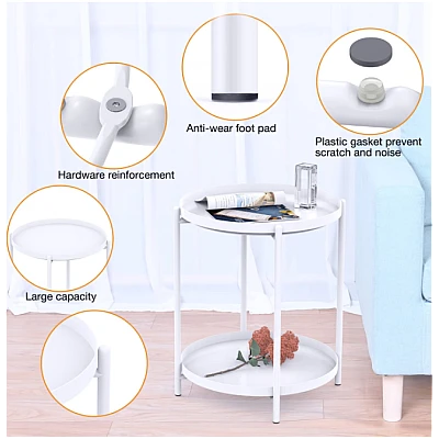 Masuta rotunda pentru cafea din metal 2 nivele 42 x 52 cm ALBA Masuta rotunda pentru cafea din metal 2 nivele 42 x 52 cm ALBA