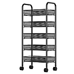 Organizator slim portabil cu 5 nivele 4 rafturi retractabile si 1 polita din MDF rotativ 360