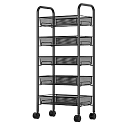 Organizator slim portabil cu 5 nivele 4 rafturi retractabile rotativ 360 NEGRU
