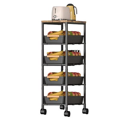Organizator slim portabil cu 5 nivele 4 rafturi retractabile rotativ 360 NEGRU Organizator slim portabil cu 5 nivele 4 rafturi retractabile rotativ 360 NEGRU