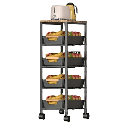 Organizator slim portabil cu 5 nivele 4 rafturi retractabile rotativ 360 NEGRU Organizator slim portabil cu 5 nivele 4 rafturi retractabile rotativ 360 NEGRU