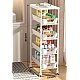 Organizator slim portabil cu 5 nivele 4 rafturi retractabile rotativ 360 1 polita din MDF ALB Organizator slim portabil cu 5 nivele 4 rafturi retractabile rotativ 360 1 polita din MDF ALB