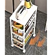 Organizator slim portabil cu 5 nivele 4 rafturi retractabile rotativ 360 1 polita din MDF ALB Organizator slim portabil cu 5 nivele 4 rafturi retractabile rotativ 360 1 polita din MDF ALB