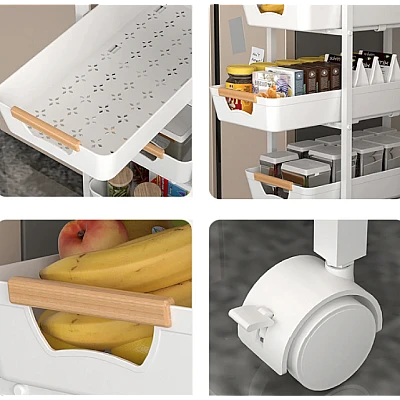 Organizator slim portabil cu 5 nivele 4 rafturi retractabile rotativ 360 1 polita din MDF ALB Organizator slim portabil cu 5 nivele 4 rafturi retractabile rotativ 360 1 polita din MDF ALB