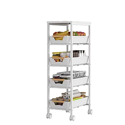 Organizator slim portabil cu 5 nivele 4 rafturi retractabile rotativ 360 1 polita din MDF ALB Organizator slim portabil cu 5 nivele 4 rafturi retractabile rotativ 360 1 polita din MDF ALB