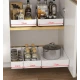 Set 3 sertare cu glisiere autoadezive soft close extragere totala sina cu extensie 3 dimensiuni alb