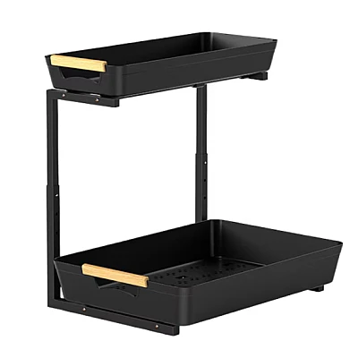 Organizator pentru bucatarie sau baie cu 2 rafturi retractabile inaltime ajustabila Organizator pentru bucatarie sau baie cu 2 rafturi retractabile inaltime ajustabila