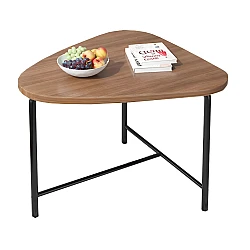 Masuta triunghiulara pentru cafea blat MDF cadru metalic 64 x 52 x 51 cm natur cu negru