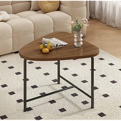 Masuta triunghiulara pentru cafea blat MDF cadru metalic 64 x 52 x 51 cm natur cu negru Masuta triunghiulara pentru cafea blat MDF cadru metalic 64 x 52 x 51 cm natur cu negru