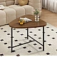 Masuta triunghiulara pentru cafea blat MDF cadru metalic 64 x 52 x 51 cm natur cu negru Masuta triunghiulara pentru cafea blat MDF cadru metalic 64 x 52 x 51 cm natur cu negru