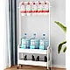 Suport portabil din otel carbon pentru umerase si haine 2 rafturi 2 carlige 4 rotile Suport portabil din otel carbon pentru umerase si haine 2 rafturi 2 carlige 4 rotile