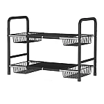 Raft metalic pentru depozitare sub chiuveta extensibil 55 85 cm 4 cosuri