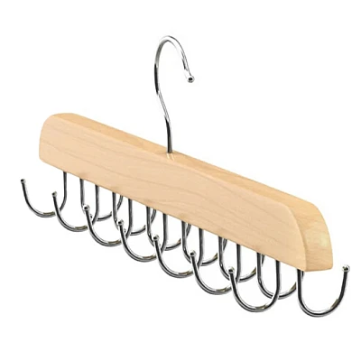 Umeras din lemn si otel cu 14 carlige rotative pentru curele 37 cm x 14 cm Umeras din lemn si otel cu 14 carlige rotative pentru curele 37 cm x 14 cm