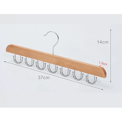 Umeras din lemn si otel cu 14 carlige rotative pentru curele 37 cm x 14 cm Umeras din lemn si otel cu 14 carlige rotative pentru curele 37 cm x 14 cm