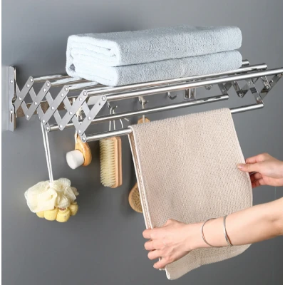 Suport pliabil pentru prosoape inox 7 bare 5 carlige