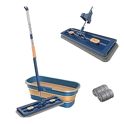 Set Mop cap rotativ si galeata pliabila Albastru / Galben Set Mop cap rotativ si galeata pliabila Albastru / Galben