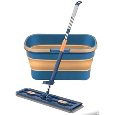 Set Mop cap rotativ si galeata pliabila Albastru / Galben Set Mop cap rotativ si galeata pliabila Albastru / Galben