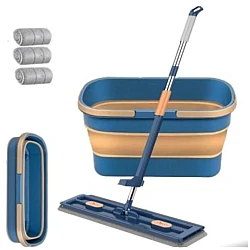 Set Mop cap rotativ si galeata pliabila Albastru / Galben