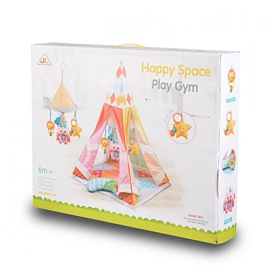 Cort de joaca cu salteluta de activitati 2in1 Happy Space Cort de joaca cu salteluta de activitati 2in1 Happy Space