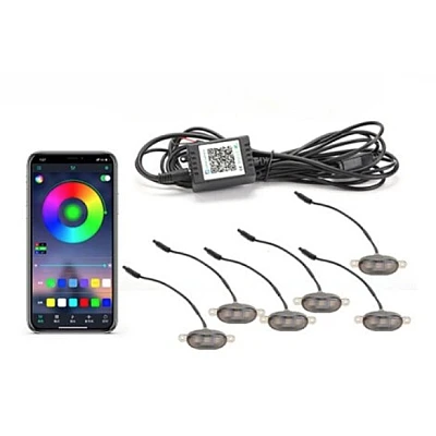 Kit lumini auto cu LED RGB 12V 6 capete grila masca control prin aplicatie telefon diverse jocuri de lumini sau lumina continua Kit lumini auto cu LED RGB 12V 6 capete grila masca control prin aplicatie telefon diverse jocuri de lumini sau lumina continua