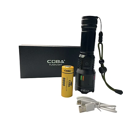 Lanterna LED din aluminiu COBA CB 701 cu baterie 9800mAh incarcare USB Type C 5 moduri de iluminare Lanterna LED din aluminiu COBA CB 701 cu baterie 9800mAh incarcare USB Type C 5 moduri de iluminare