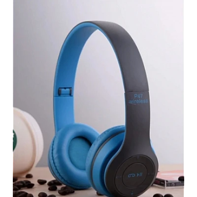 Casti wireless P47 Albastru wireless cu Bluetooth si microfon Casti wireless P47 Albastru wireless cu Bluetooth si microfon