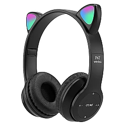 Casti Wireless copii urechi pisica P47M bluetooth handsFree hifi bass stereo LED