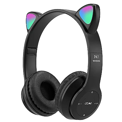 Casti Wireless copii urechi pisica P47M bluetooth handsFree hifi bass stereo LED Casti Wireless copii urechi pisica P47M bluetooth handsFree hifi bass stereo LED