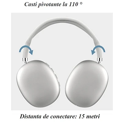 Casti audio P9 Pro Max Wireless Bluetooth sunet 3D difuzor HiFi