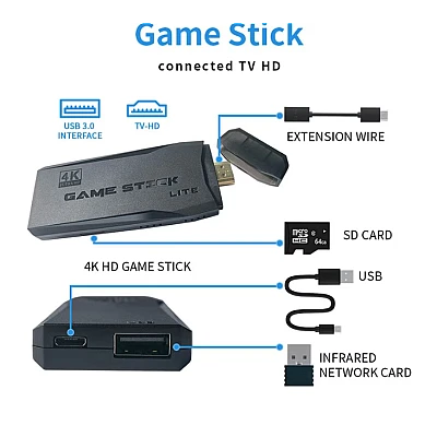 Consola Game stick cu peste 20000 de jocuri incorporate 2 controlere wireless iesire HDM Consola Game stick cu peste 20000 de jocuri incorporate 2 controlere wireless iesire HDM