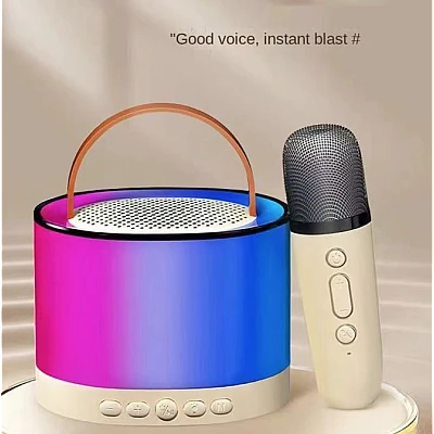 Boxa rotunda de karaoke portabila cu 2 microfoane wireless player muzical CH Boxa rotunda de karaoke portabila cu 2 microfoane wireless player muzical CH