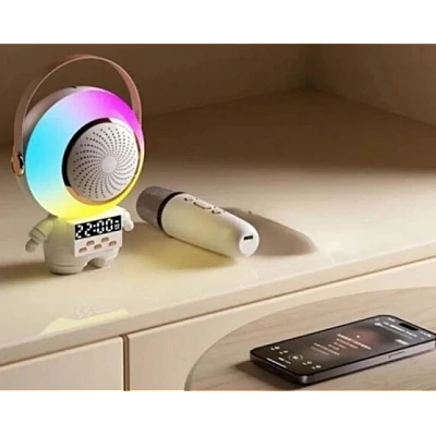 Mini boxa portabila Bluetooth cu 1 microfon wireless pentru copii statie Karaoke model Astronaut Mini boxa portabila Bluetooth cu 1 microfon wireless pentru copii statie Karaoke model Astronaut