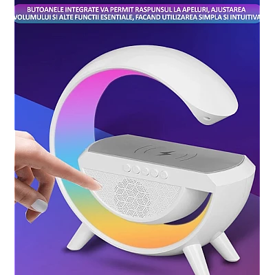 Boxa multifunctionala G500 3 in 1 lampa LED RGB smart bluetooth incarcator telefon wireless lumina RGB Boxa multifunctionala G500 3 in 1 lampa LED RGB smart bluetooth incarcator telefon wireless lumina RGB