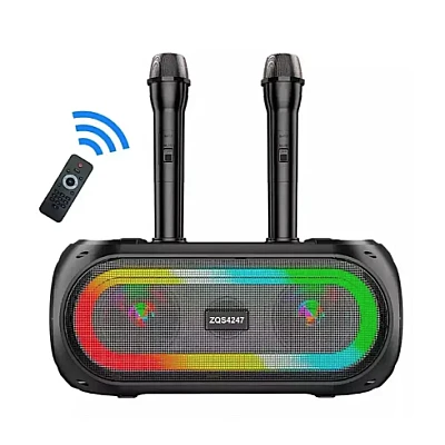 Boxa portabila bluetooth ZQS 4247 karaoke cu 2 microfoane Boxa portabila bluetooth ZQS 4247 karaoke cu 2 microfoane