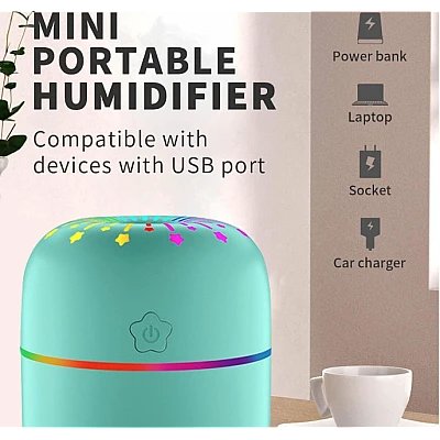 Mini Umidificator A5 capacitate 300ml design silentios lumina gradient de 7 culori Mini Umidificator A5 capacitate 300ml design silentios lumina gradient de 7 culori