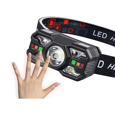 Lanterna de cap profesionala cu senzor si incarcare USB LED 10W 5 LED Lanterna de cap profesionala cu senzor si incarcare USB LED 10W 5 LED