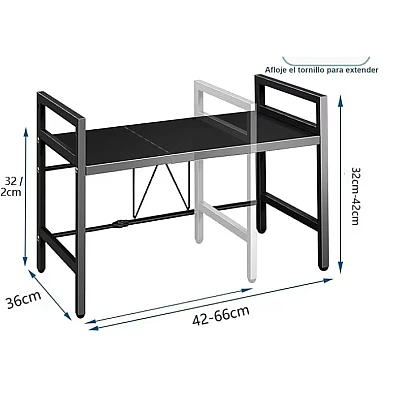 Raft metalic cuptor cu microunde etajera ajustabila Metal 4 Carlige
