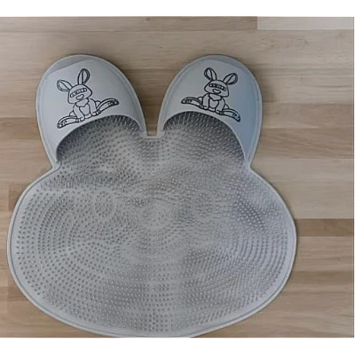 Covoras din Silicon pentru dus forma Iepuras masaj picioare curatare, 45x45 cm