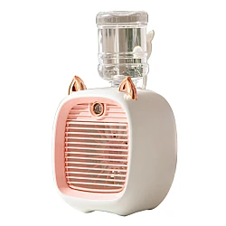 Ventilator portabil de birou cu incarcare USB si umidificare urechi pisica