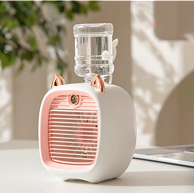 Ventilator portabil de birou cu incarcare USB si umidificare urechi pisica Ventilator portabil de birou cu incarcare USB si umidificare urechi pisica