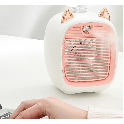 Ventilator portabil de birou cu incarcare USB si umidificare urechi pisica Ventilator portabil de birou cu incarcare USB si umidificare urechi pisica