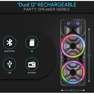 Boxa portabila ZQS 12203 2 Difuzoare x 12 Inch Bluetooth 80W PMPO Subwoofer Super Bass Microfon Telecomanda Boxa portabila ZQS 12203 2 Difuzoare x 12 Inch Bluetooth 80W PMPO Subwoofer Super Bass Microfon Telecomanda