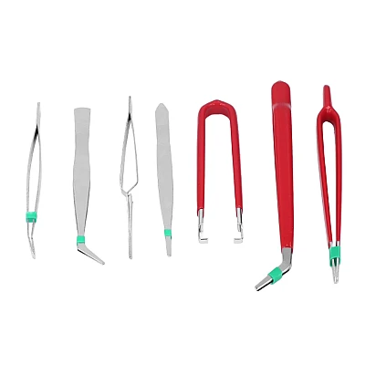 Set 7 Pensete Antistatic Diverse forme Rosu + Argintiu Set 7 Pensete Antistatic Diverse forme Rosu + Argintiu