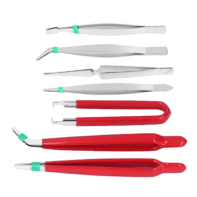 Set 7 Pensete Antistatic Diverse forme Rosu + Argintiu Set 7 Pensete Antistatic Diverse forme Rosu + Argintiu