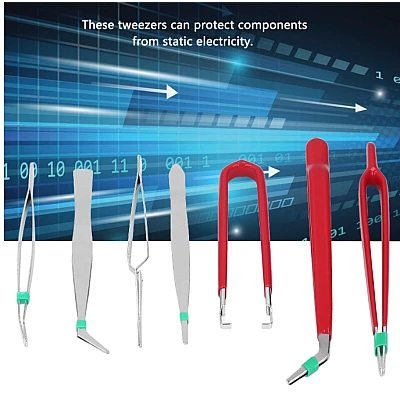 Set 7 Pensete Antistatic Diverse forme Rosu + Argintiu Set 7 Pensete Antistatic Diverse forme Rosu + Argintiu