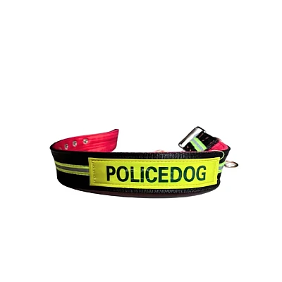 Zgarda (curea) pentru caini 60 cm fluorescenta POLICE DOG